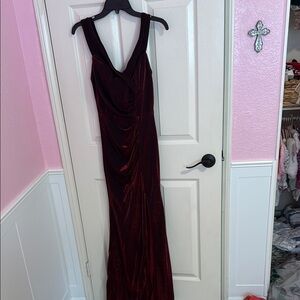 Red Sleeveless V-Neck Prom Gown